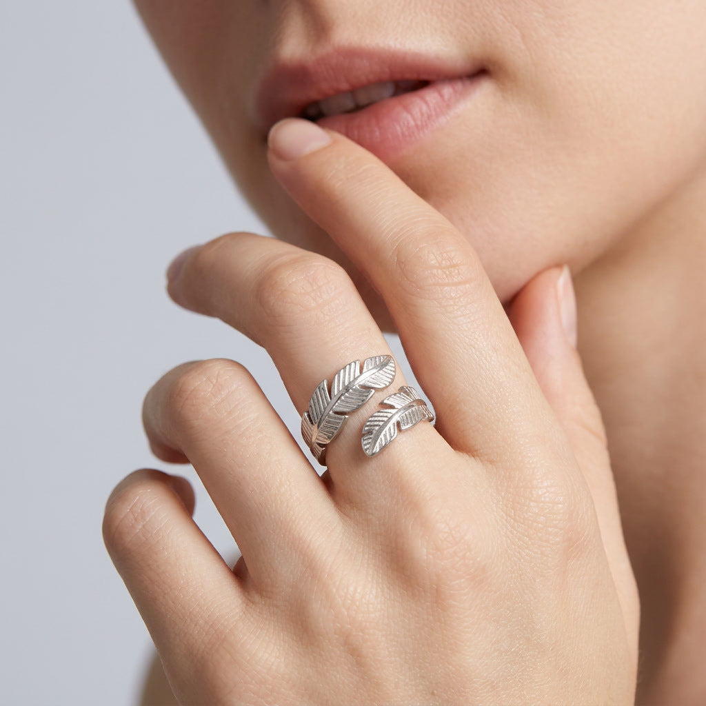 Women Textured Stainless Steel Open Ring, European American Trendy Style, Minimal Cold Tone Exquisite Versatile Finger Jewelry