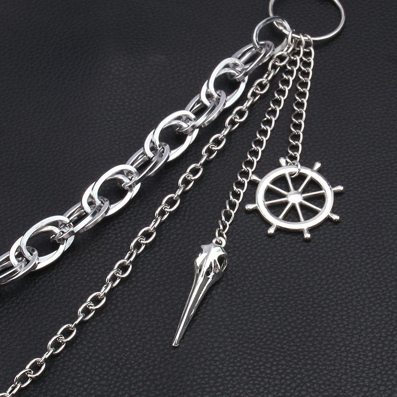 Halloween Gothic Dark Pointed-Toe Pants Chain