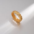 Gold Plated Zircon Textured Ring Women Finger Jewelry For Daily Dating Banquet Party Occasions