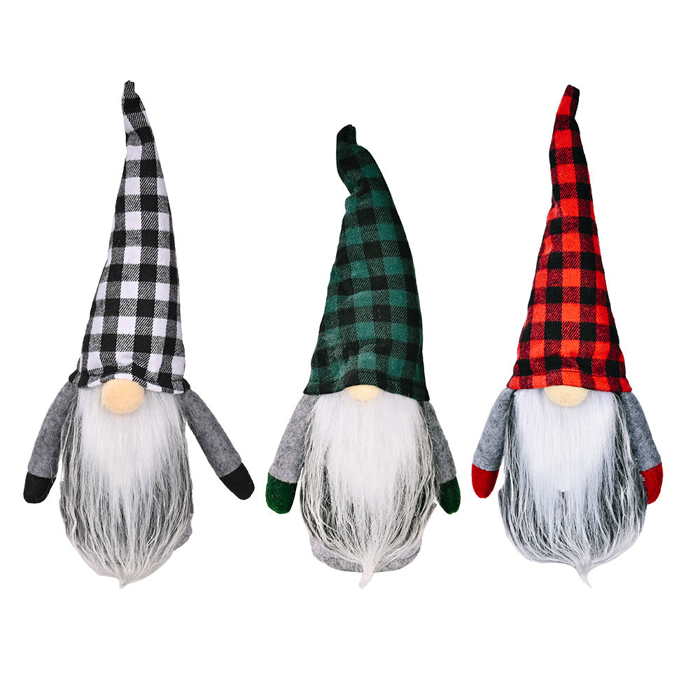 Christmas Decorations Christmas Plaid Hat Rudolf Doll
