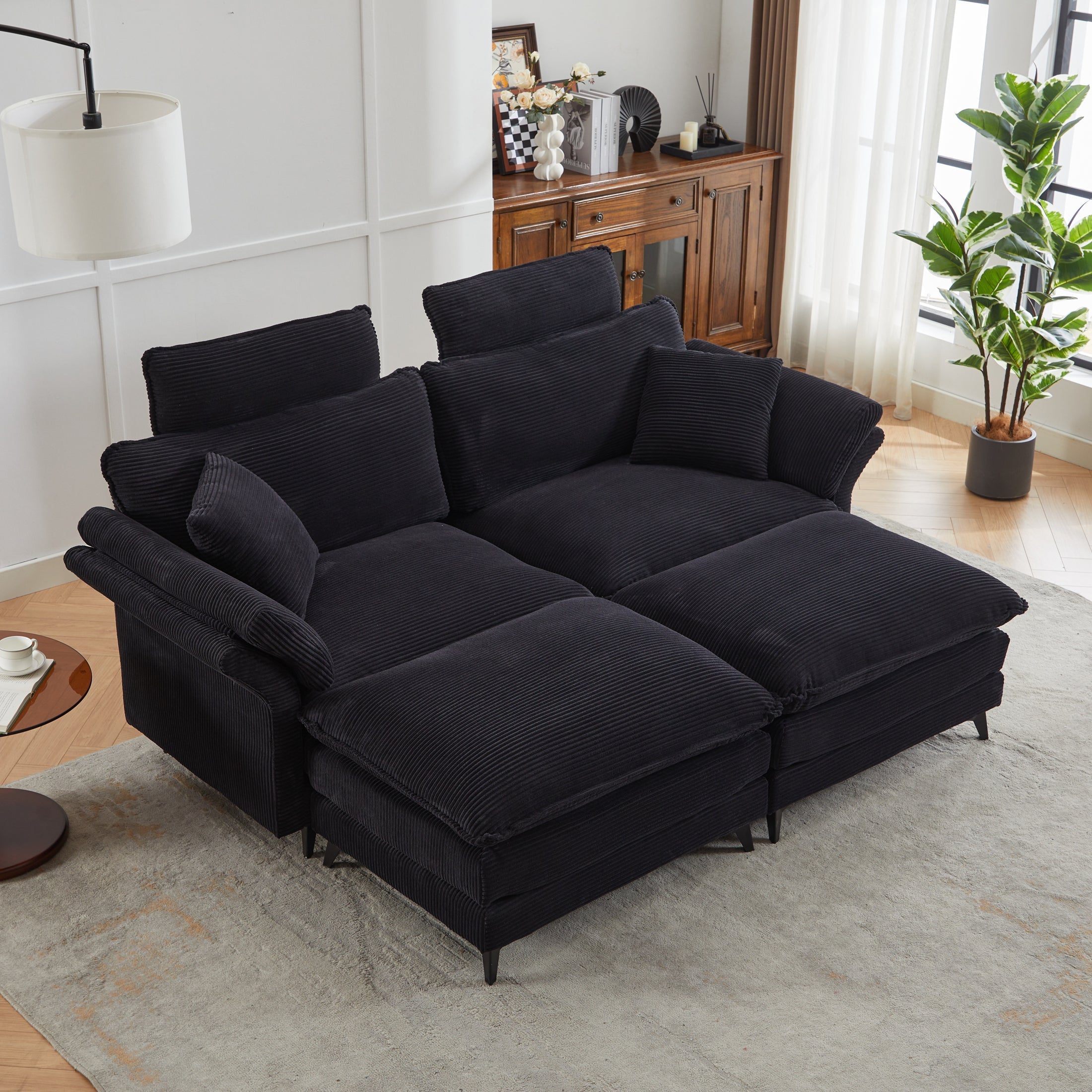Deep Seat Sectional Sofa with Ottomans