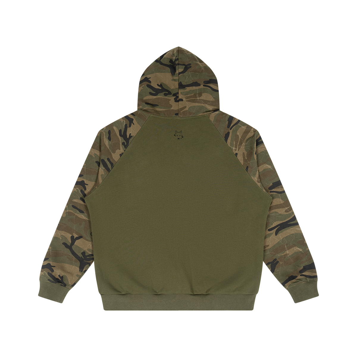 Streetwear Unisex Camo-Splice Raglan Zip Hoodie