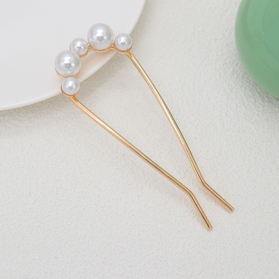 Fashion All-match Simple Pearl U-shaped Hair Clasp