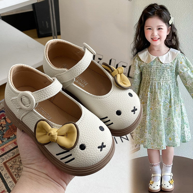 New Spring & Autumn Cartoon Princess Shoes For Girls, Cute Flats For Kids, Soft Sole Leather Shoes For Toddlers & Little Girls