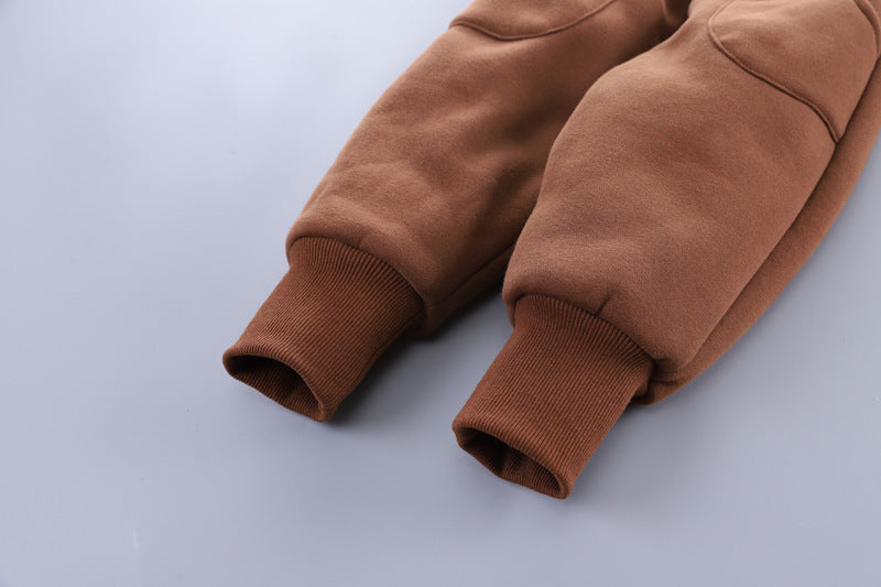 Boys' Suit Autumn Fashionable Fleece-lined Three-piece Set Baby Winter Fashionable Clothing
