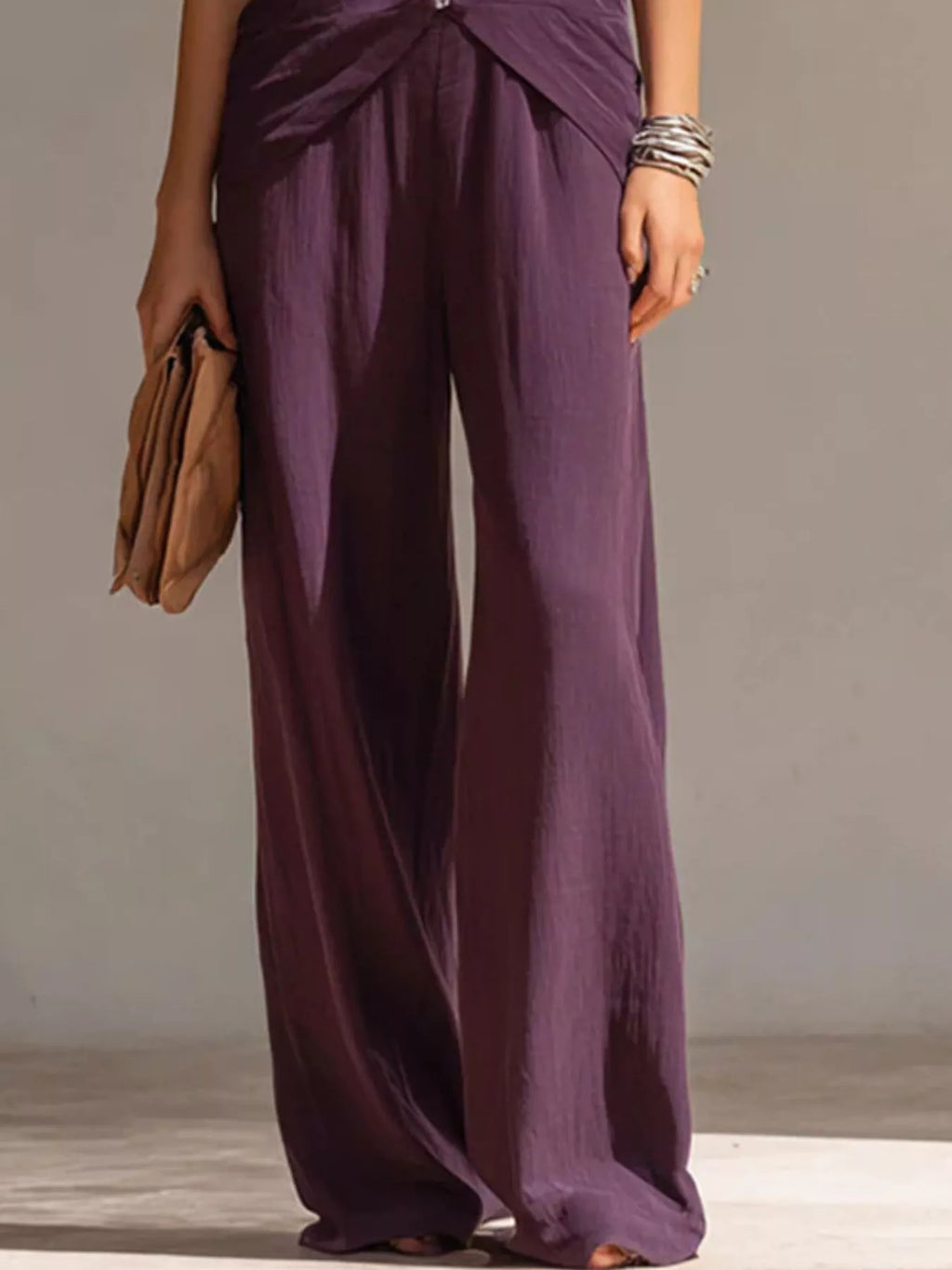 Full Size Zipper Front Tank and Wide-Leg Pants Set Plus Size