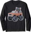 Original Monster Truck Chibi Cat Hoodie - Minimalist Print for Adults