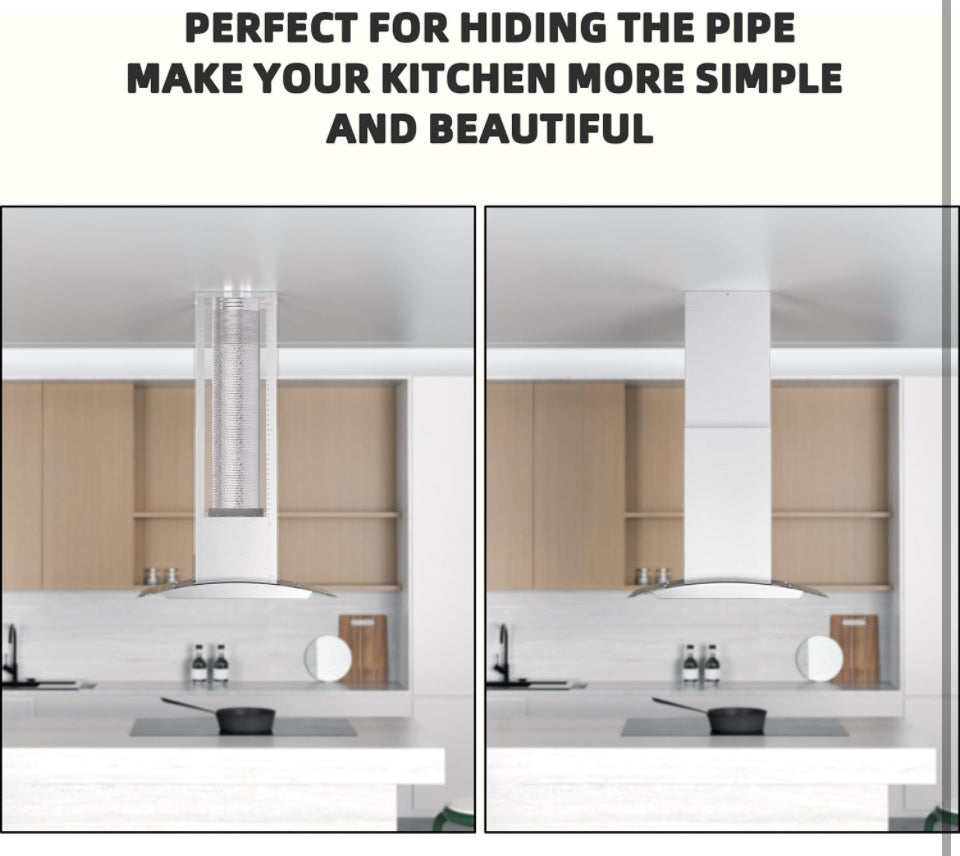 FIREGAS Range Hood Extension Chimney FGS-TI02-ZST, Stainless Steel Wall Mount Chimney Extension for FIREGAS Island Range Hood FGS-USI02G75CC and FGS-U
