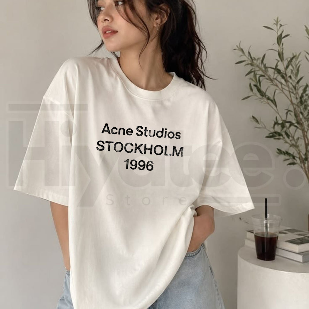 Acne Studios Stockholm 1996 Graphic T-Shirt – Minimalist Distressed Off-White Tee