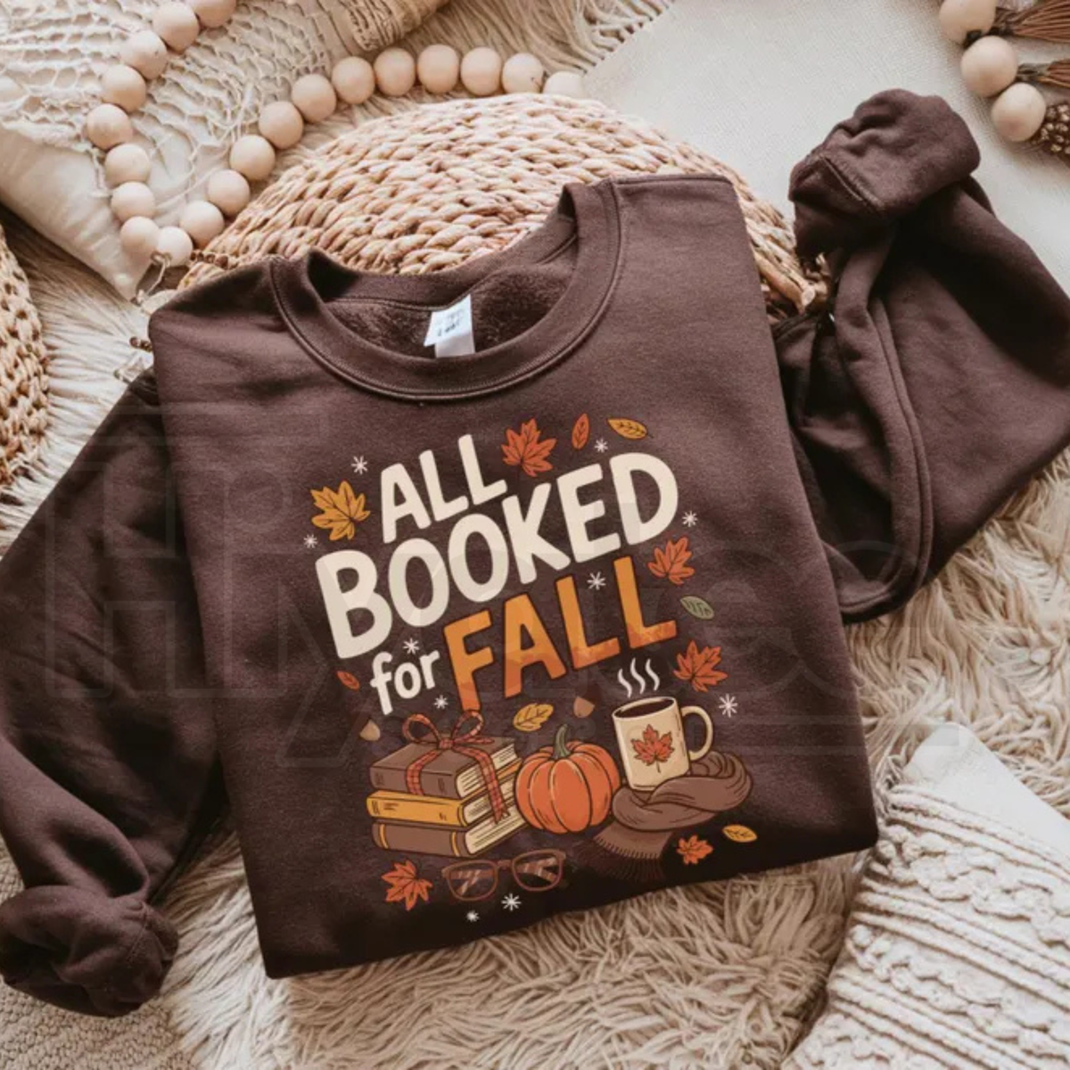 All Booked For Fall Sweatshirt – Bookish Autumn Reading Sweatshirt, Cute Book Lover Graphic Crewneck Pullover
