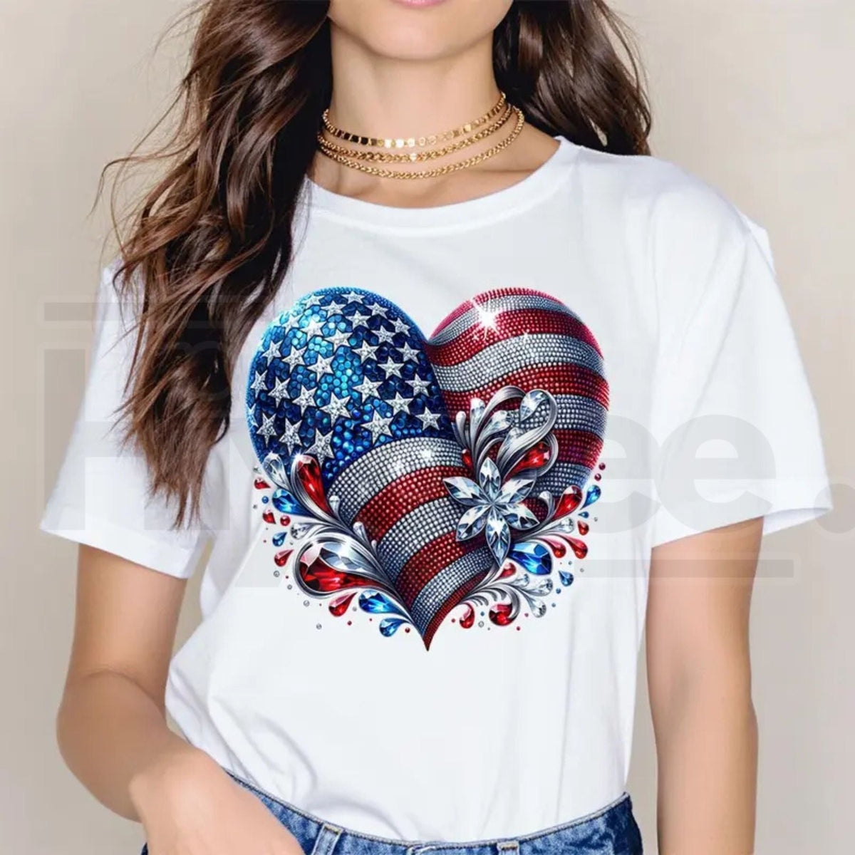 "American Flag Heart" – Made In USA Patriotic Summer Cotton Top