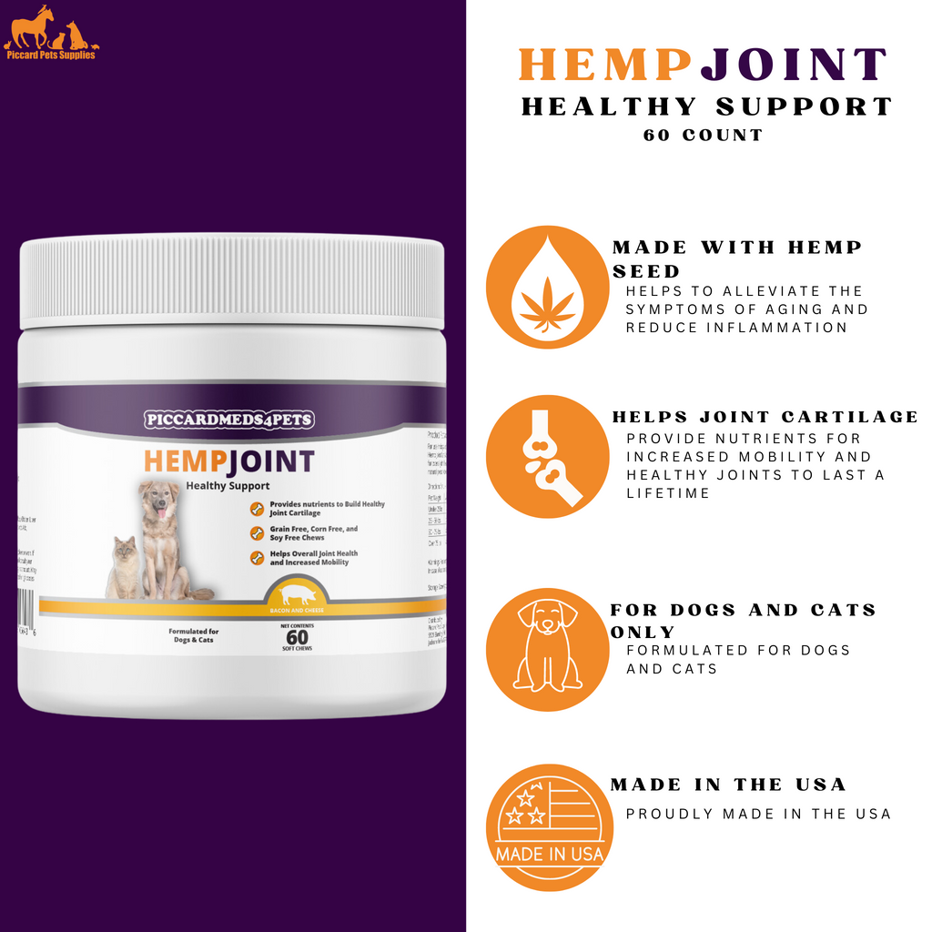 Piccardmeds4pets Hemp + MSM Joint Support Chews for Dogs and Cats 60 Count