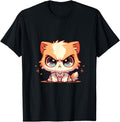 Exclusive Little Angry Kitten Chibi Shape T-Shirt - Custom Art Print Unisex