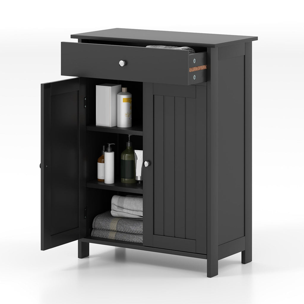 Bathroom Floor Cabinet Freestanding Storage Organizer with 2 Doors