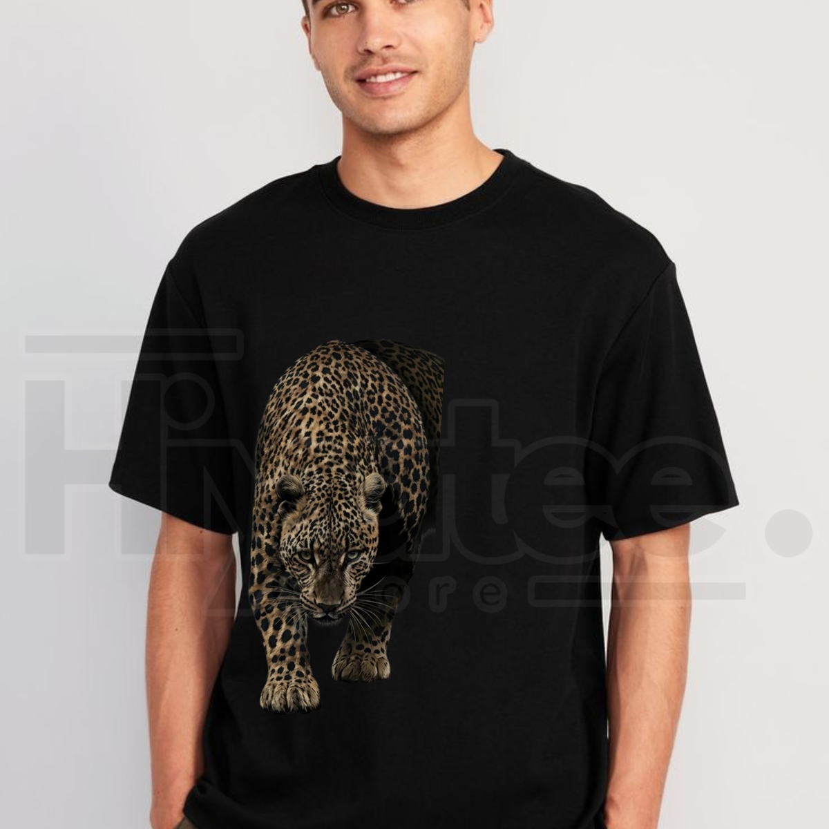 Black Leopard Graphic T-Shirt – Wild Animal Print Streetwear Unisex Tee
