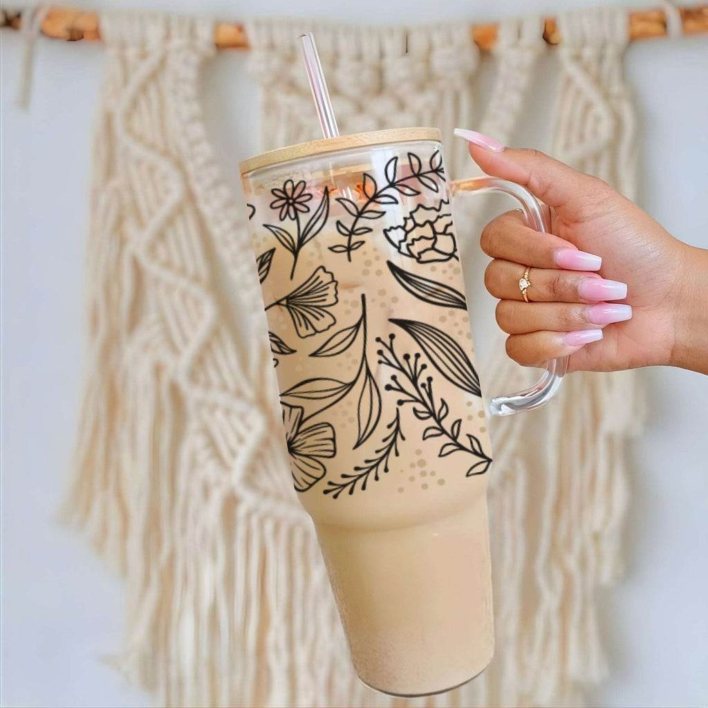 Botanical Wildflower Glass Cup