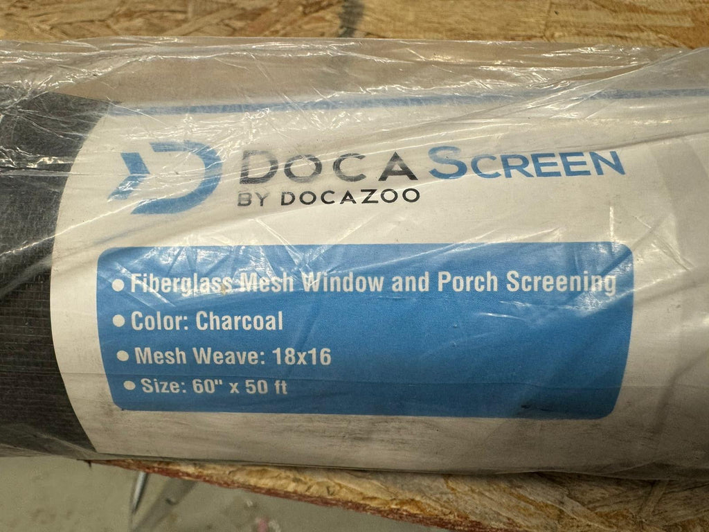 Docazoo DocaScreen Window Screen Replacement - DIY for House Windows, Door, Pool, Porch or Back Patio - Easy to Cut Fiberglass Roll Screen Door Mesh,