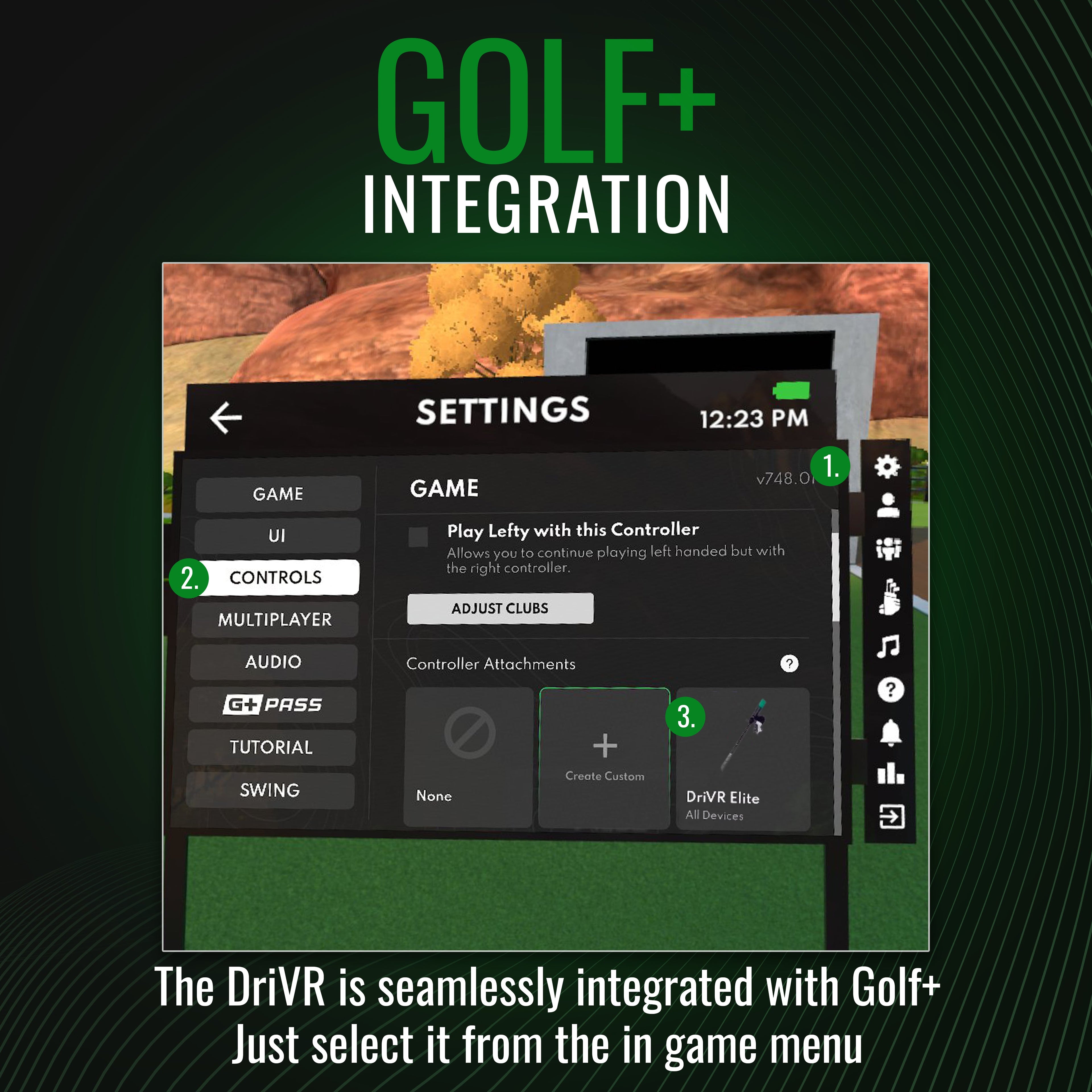 DriVR Elite - Adjustable VR Weighted Golf Club Handle Accessory - Quest 2, 3, 3s, and Pro - For GOLF+
