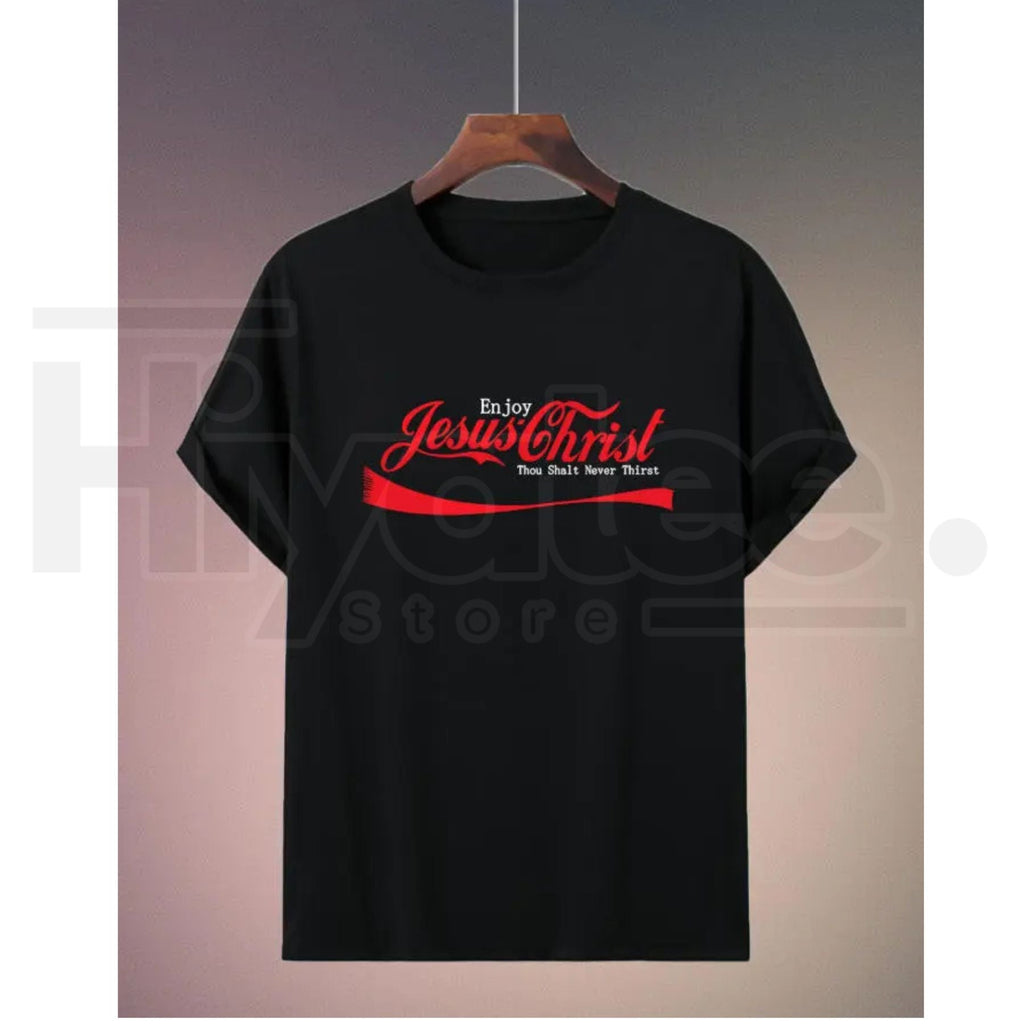 "Enjoy Jesus" – Vintage Soda Script Christian Pop Culture Graphic Top