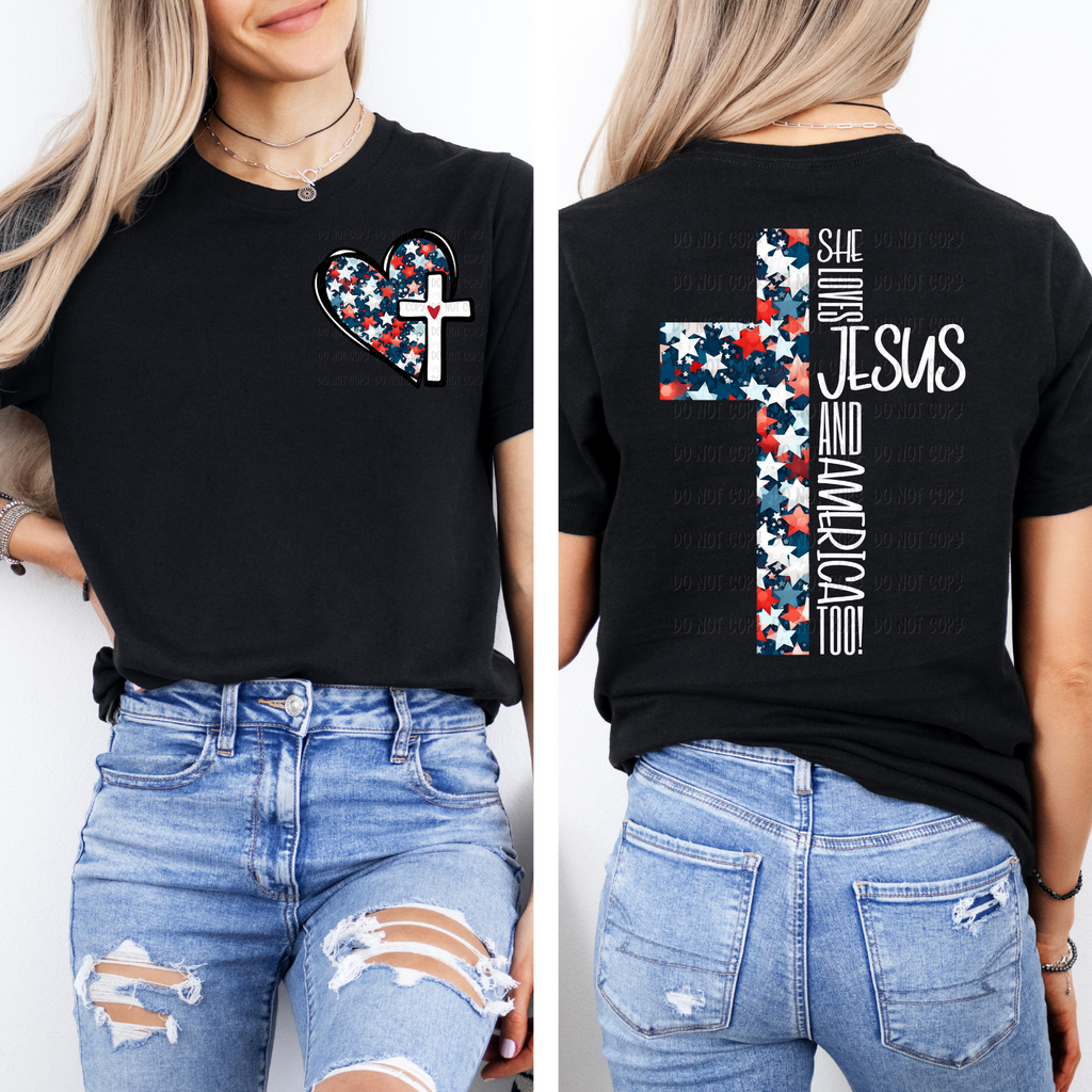 She Loves Jesus And America Too! - Tee - White Design