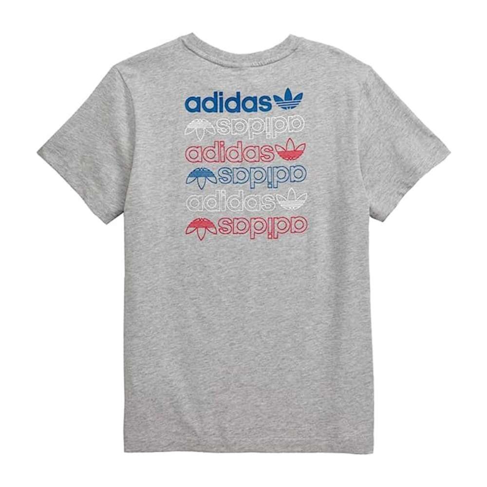adidas Originals Kids' Linear Logo T-Shirt - Medium Grey Heather/Silver