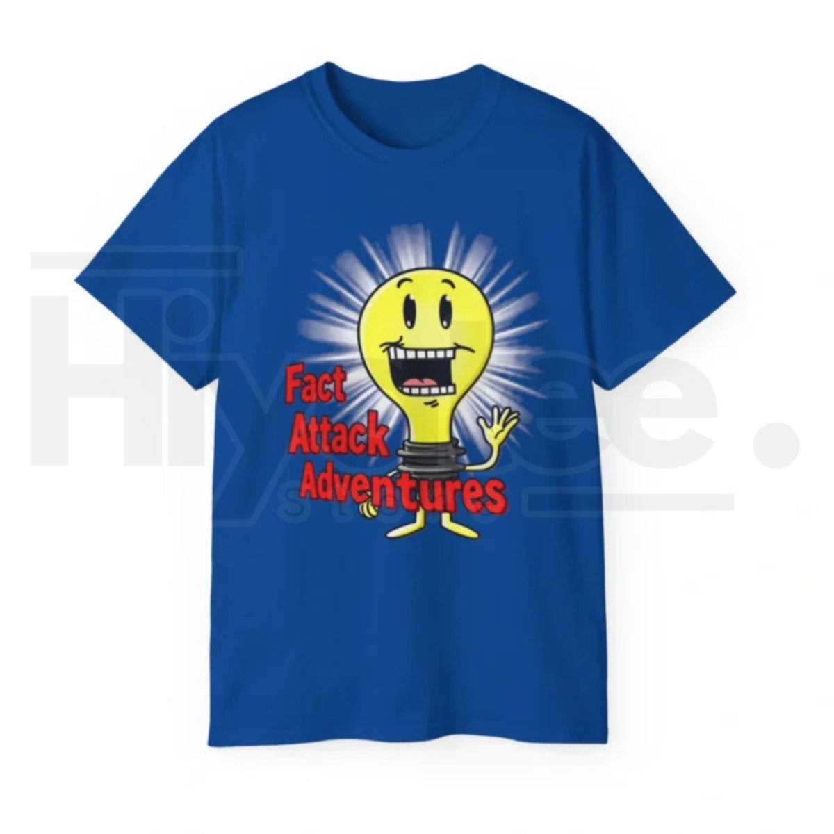 Fact Attack Adventures T-Shirt – Educational Lightbulb Cartoon Graphic Tee