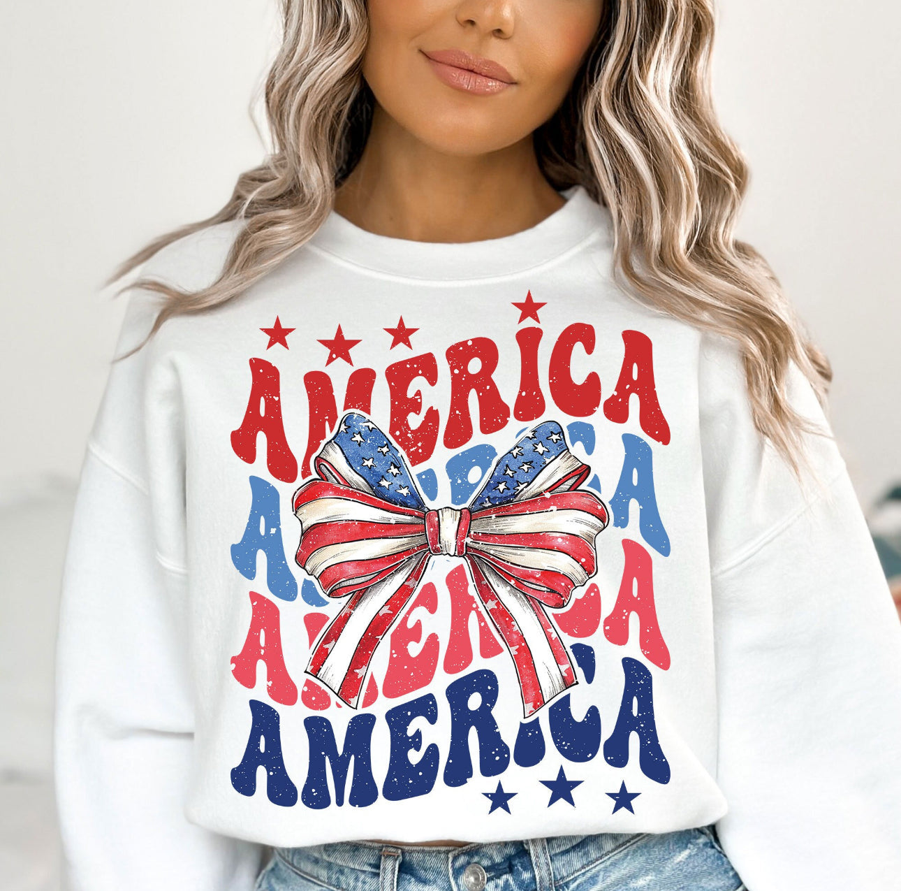 America Patriotic Bow - Tee