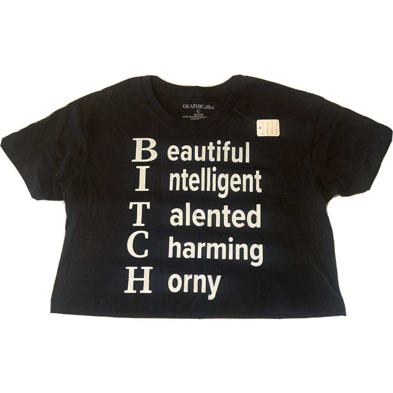 Beautiful Intelligent Talented Charming Horny Low Cut Tshirt