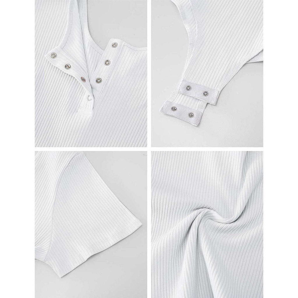 LE3NO Womens Scoop Neck Ribbed Knit Henley Top