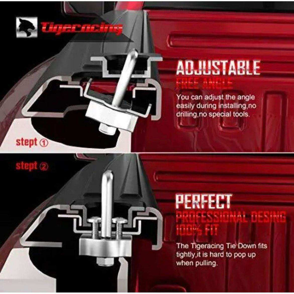 Tigeracing Tie Down Anchors Retractable Truck Bed Top Side D Ring Compatible ...