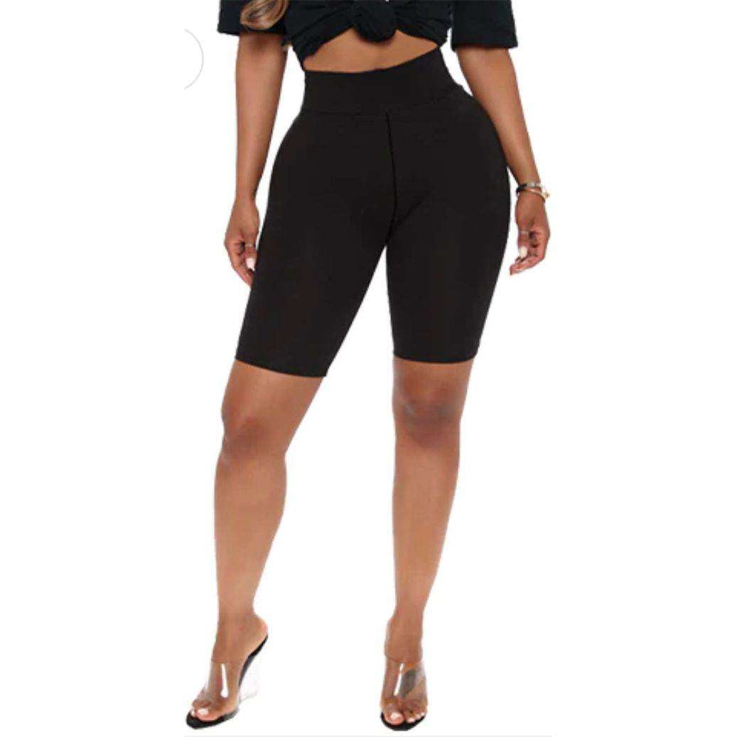 HIGH WAIST SOLID BIKER SHORTS