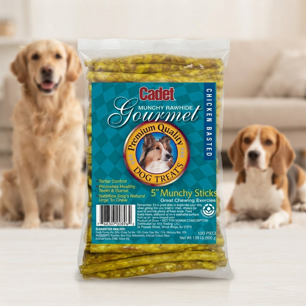 Cadet Rawhide Munchy Sticks Chicken Basted Dog Treats 5" 100PCK