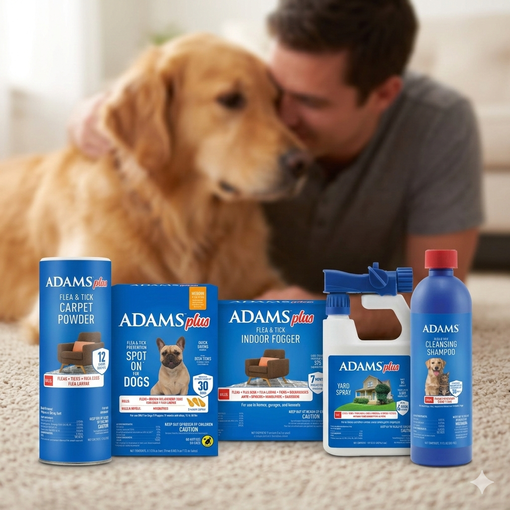 Adams Complete Indoor & Outdoor Flea Treatment System for Medium Dogs 15–30 lbs Bundle