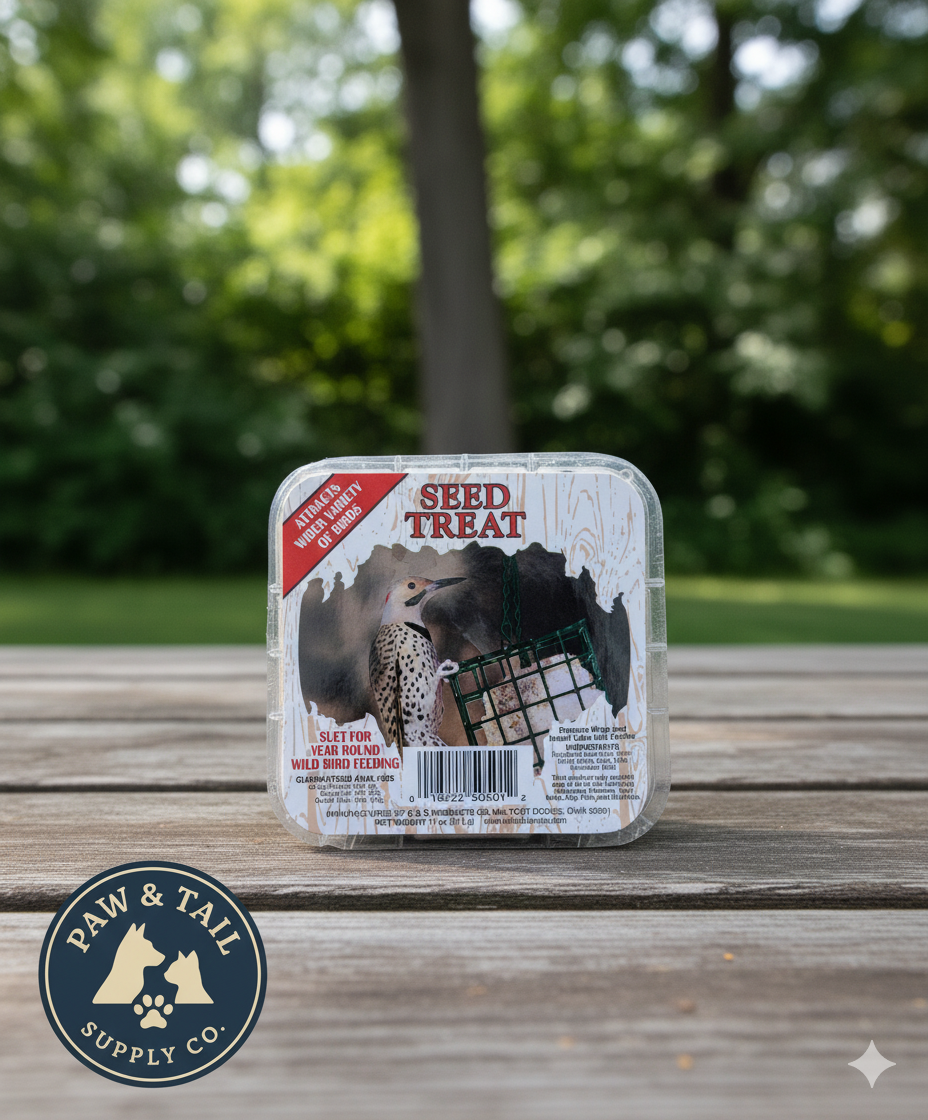 C&S Wild Bird Suet Seed Treat 11 oz & Large Suet Basket Feeder Combo