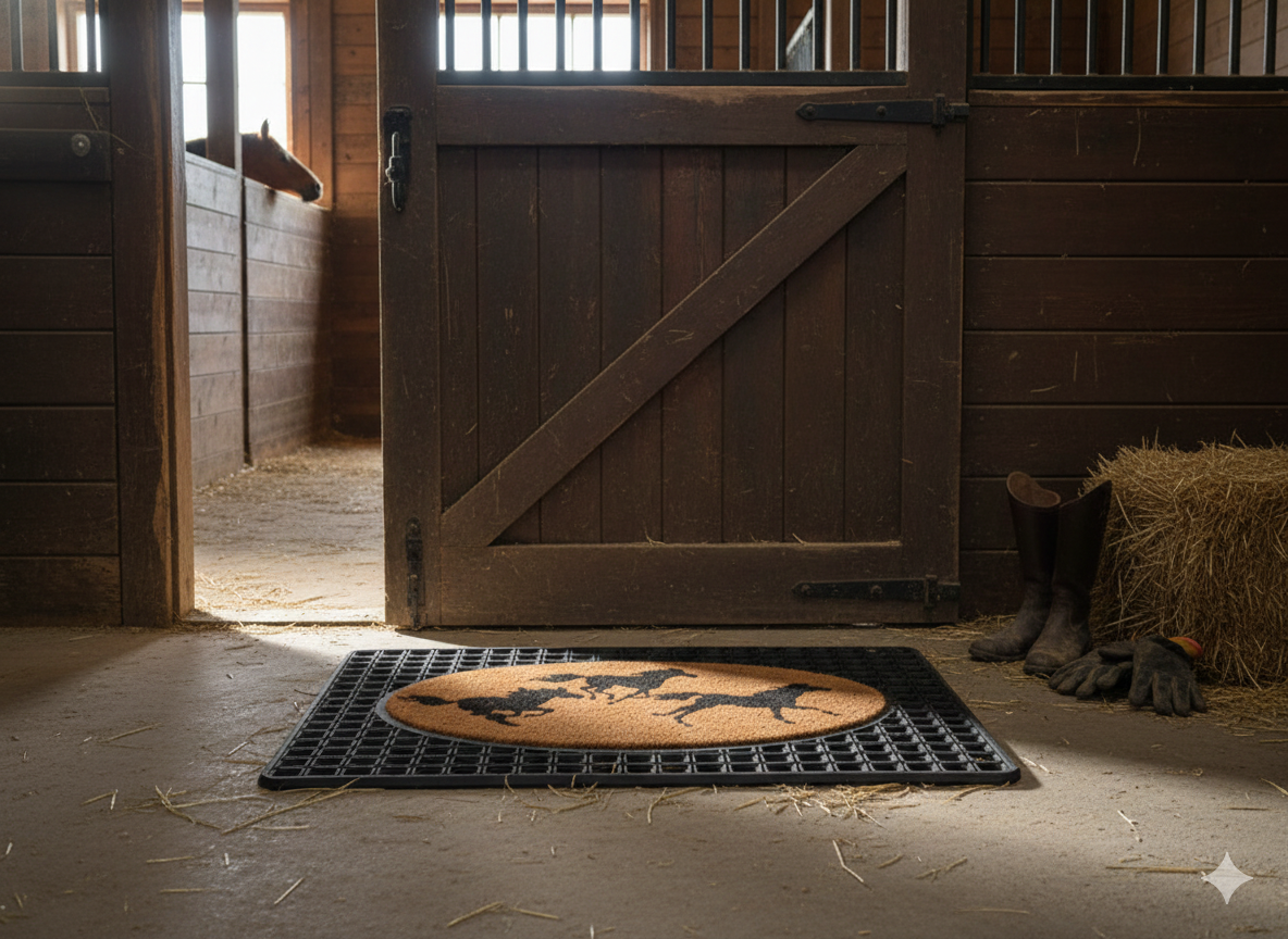 Flexgard Coco Entrance Mat Three Horse Design Non-Slip Heavy Duty Dirt Trapper