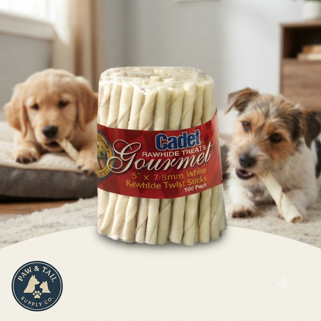 Beef Raw Dog Cadet Hide Rawhide Twists 5-inch Chews 100 Count