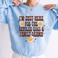 Here For Deviled Eggs And Family Drama Thanksgiving Sweatshirt, Funny Fall Graphic Crewneck