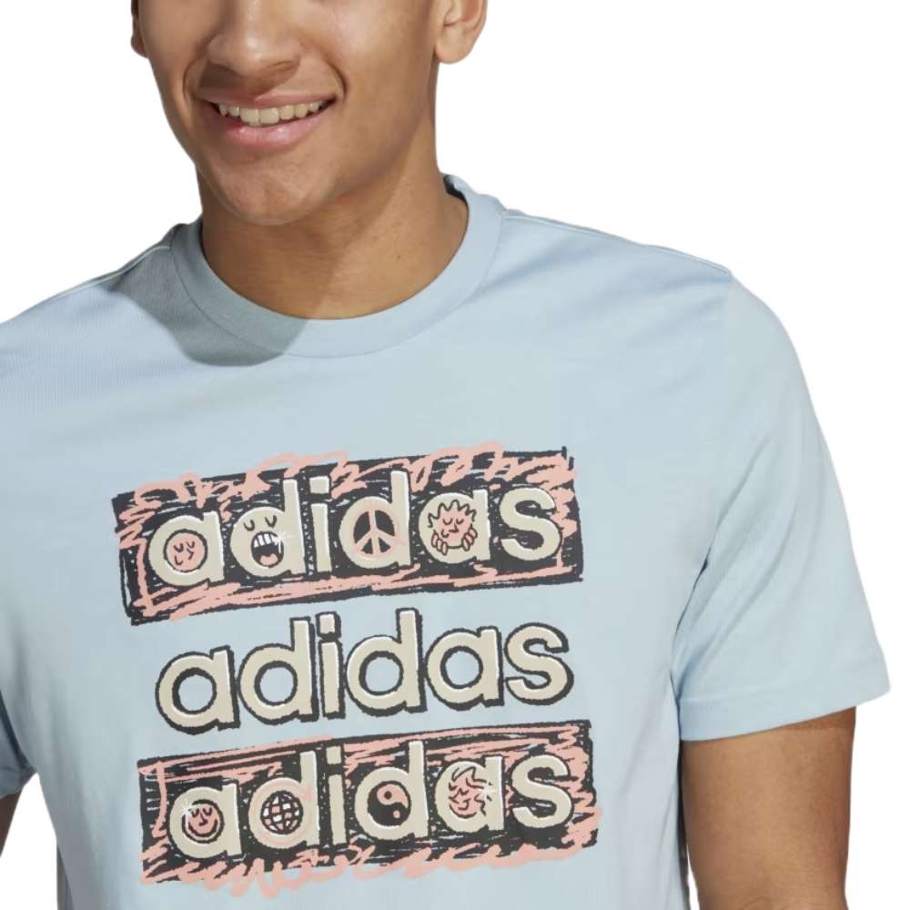 adidas Men's Sportswear Dream Doodle Multi Tee - Wonder Blue