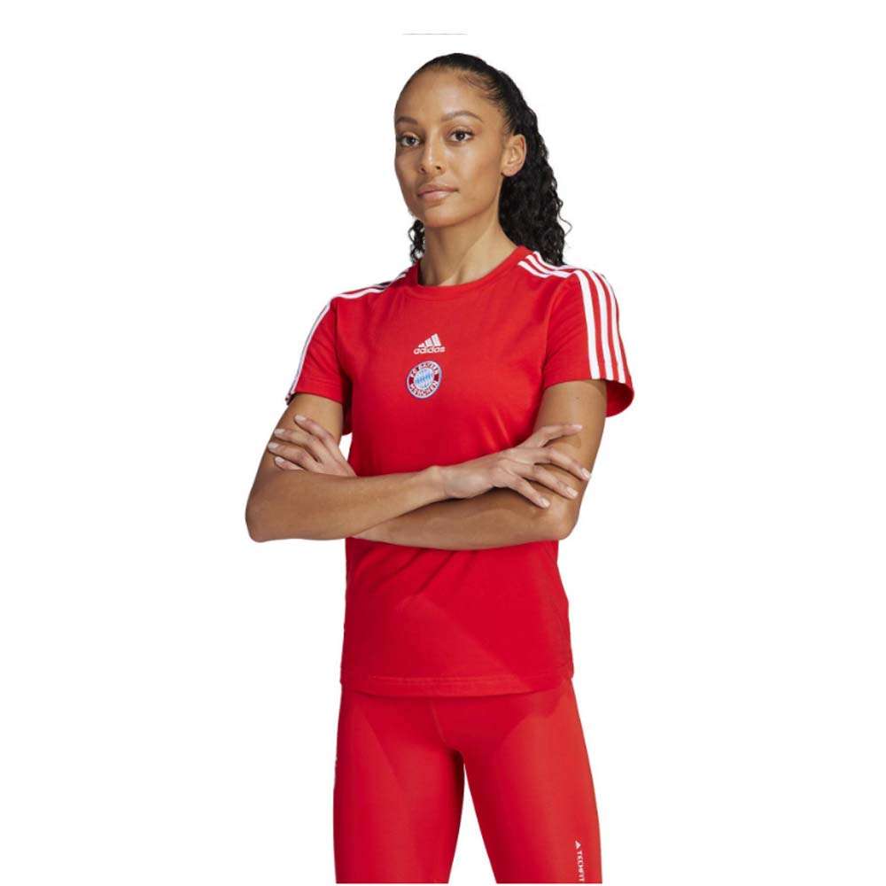 adidas Women's  FC Bayern 3 Stripes Tee - Red White