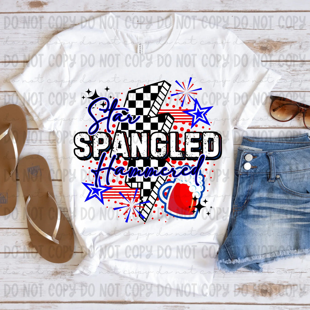 Star Spangled Hammered Checkered Bolt - Tee