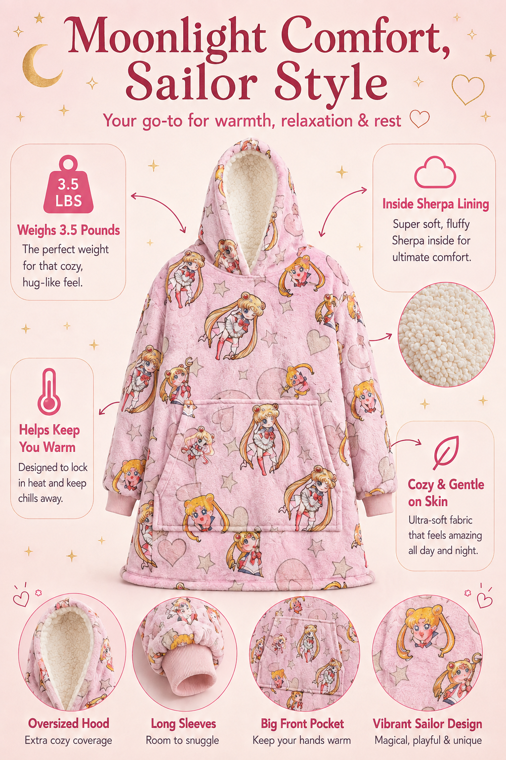 Sailor Moon Blanket Hoodie