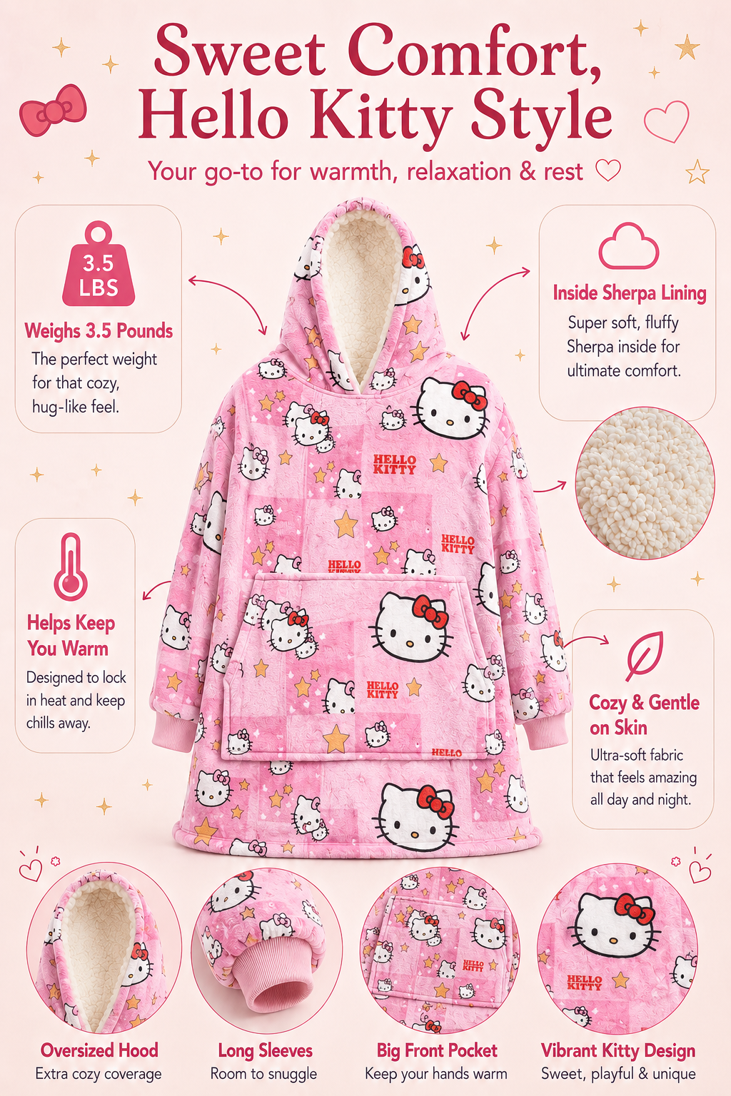 Hello Kitty Blanket Hoodie