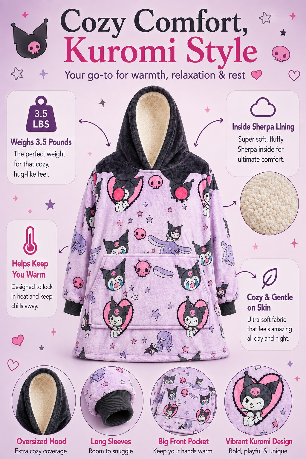 Kuromi Blanket Hoodie