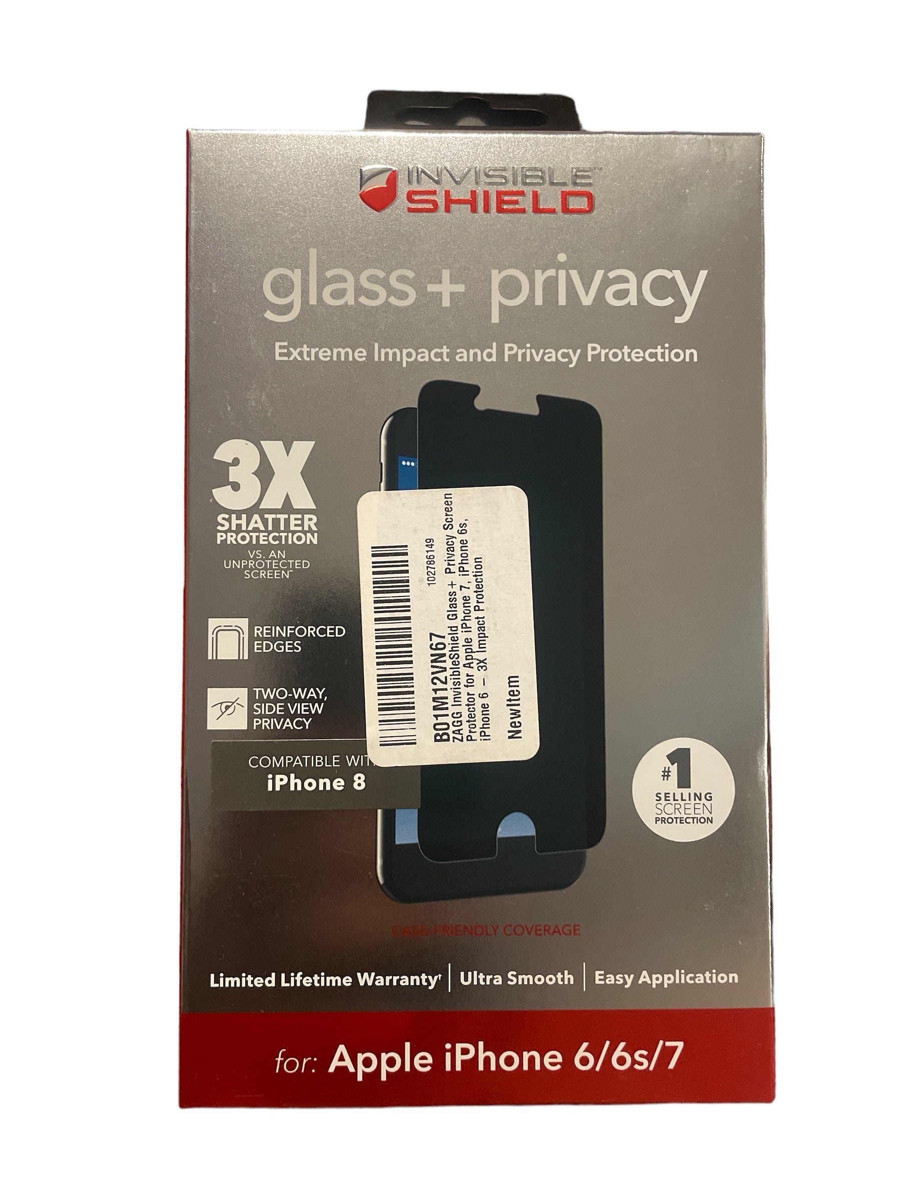 ZAGG InvisibleShield Glass Privacy Screen Protector For Apple iPhone 6/6s/7