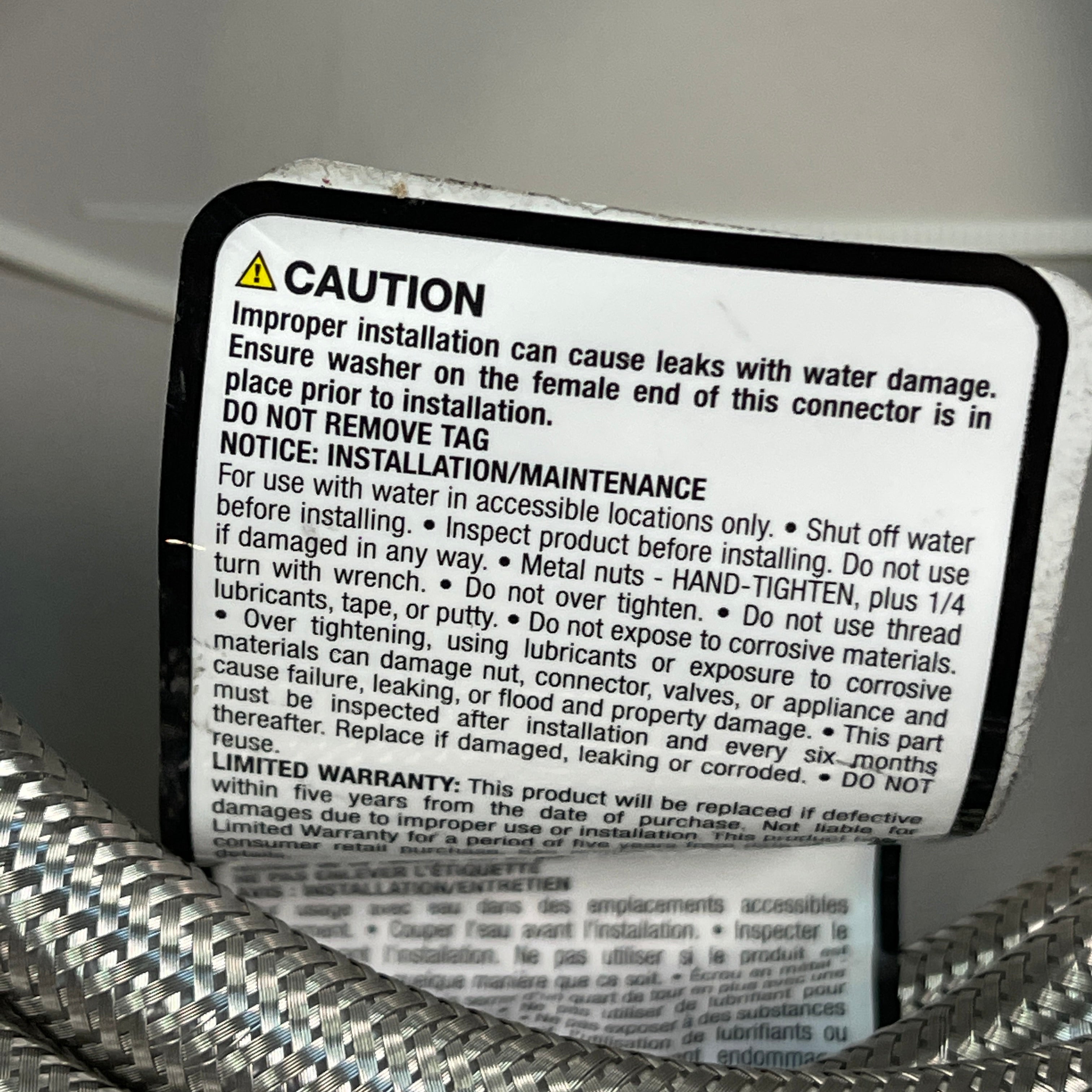 ELECTROLUX 6 ft Dishwasher Braided Stainless Waterline Molded 3/4" To Hose Elbow 5304520432 (New)