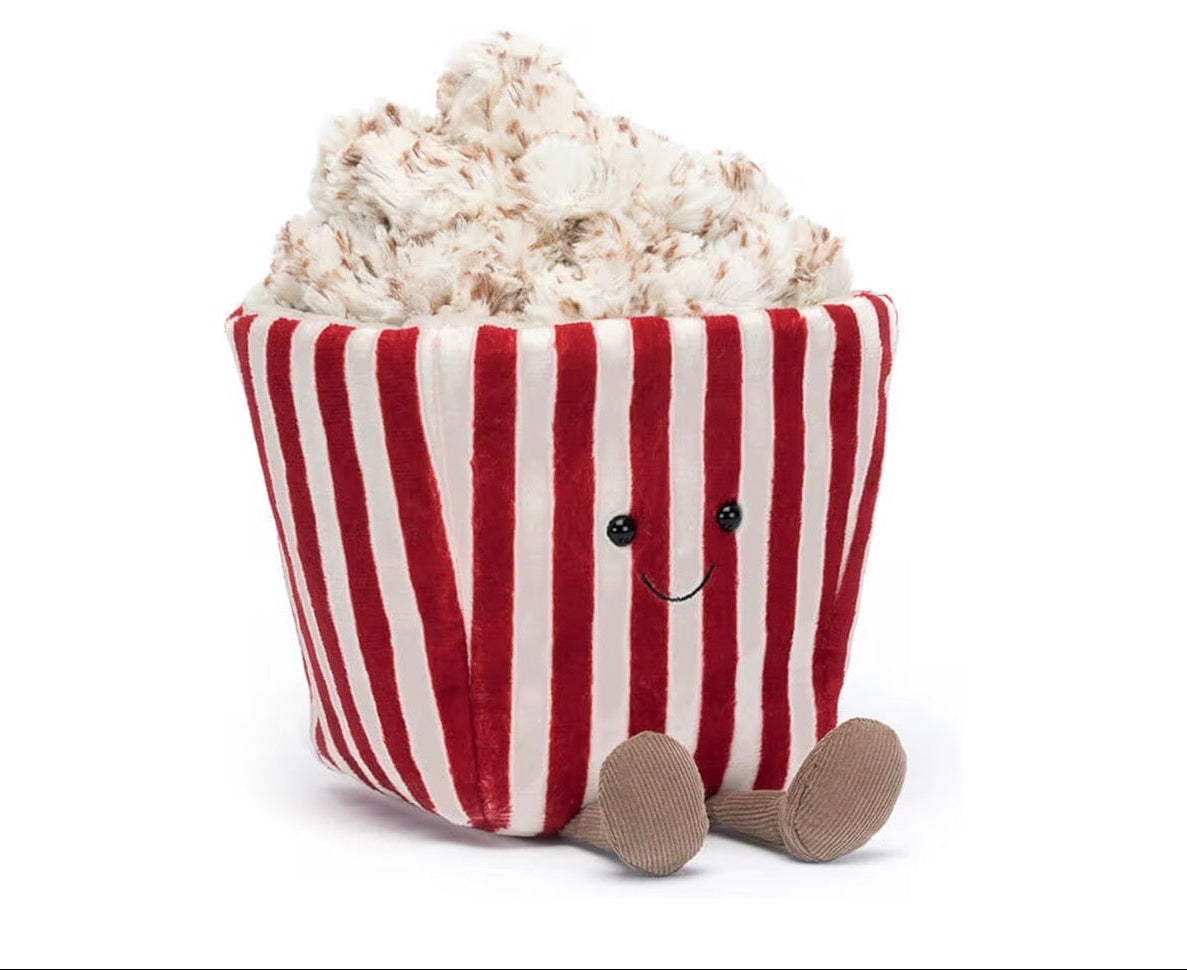 Movie Night Popcorn Plushie | 8.5” Ultra-Soft Sensory Food Toy