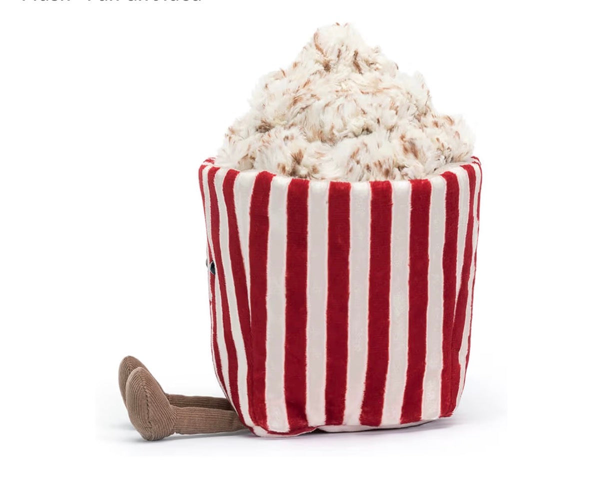 Movie Night Popcorn Plushie | 8.5” Ultra-Soft Sensory Food Toy