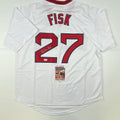 Autographed/Signed Carlton Fisk Boston White Baseball Jersey JSA COA