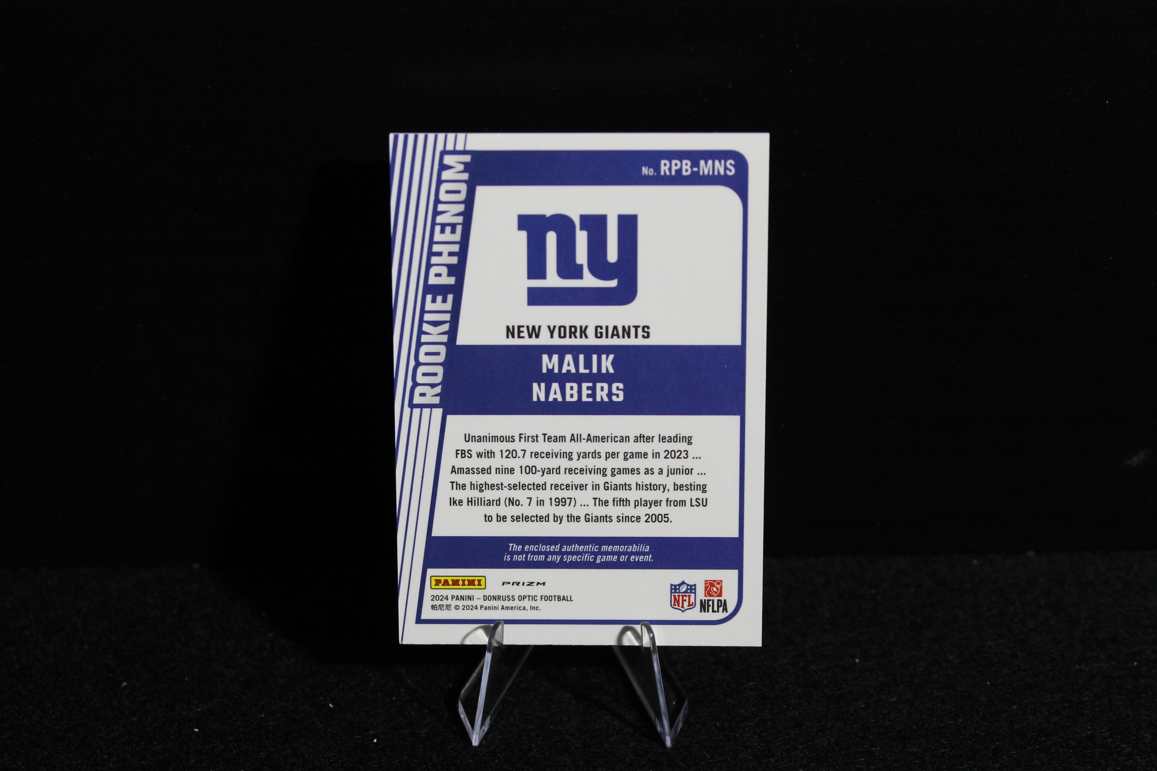 Malik Nabers - 2024 Donruss Optic - Rookie Phenom Patch - Rookie