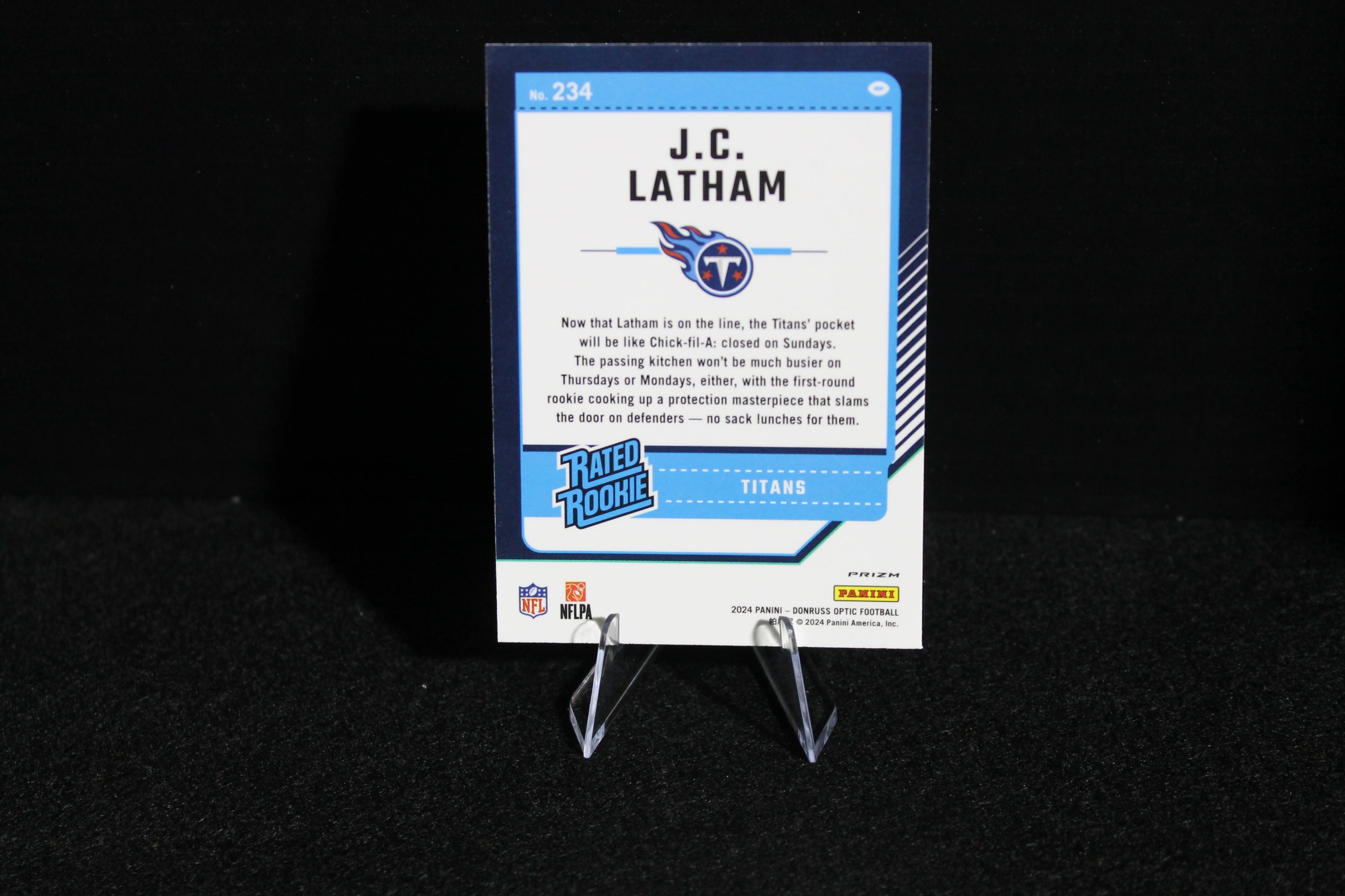 J.C. Latham - 2024 Donruss Optic - Blue Hyper - Rated Rookie